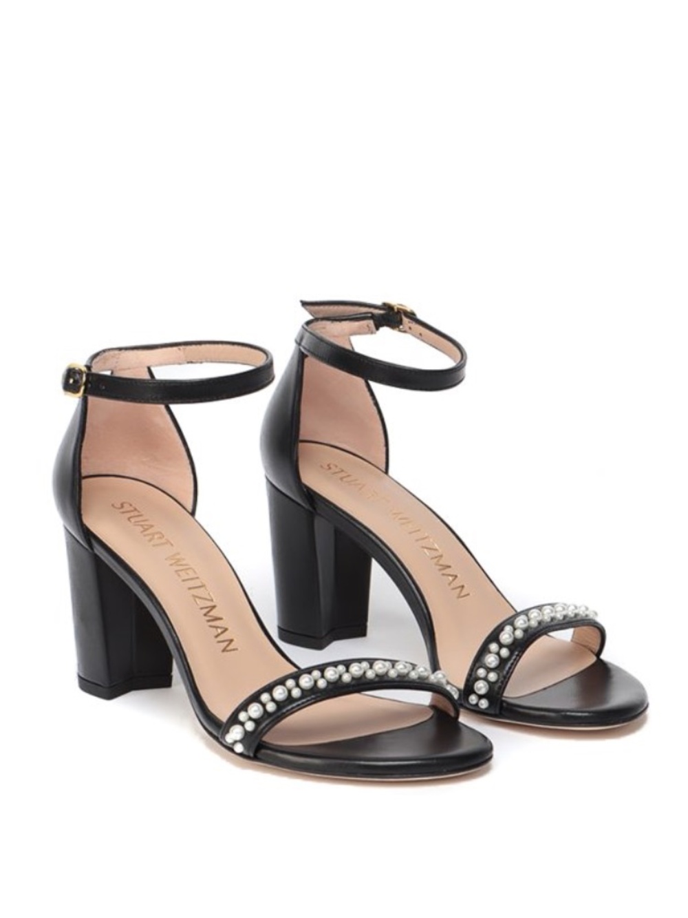 Stuart Weitzman Nearlynude pearls sandals heels